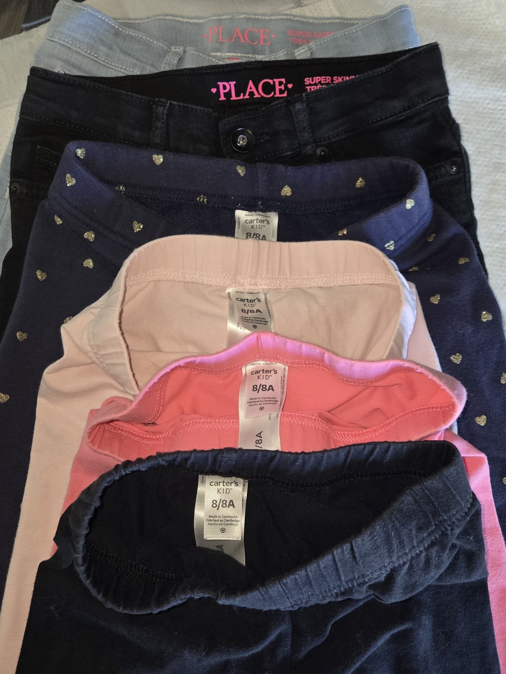 Lot of Girls' Pants & Leggings - Pink, Navy, Black, Gray